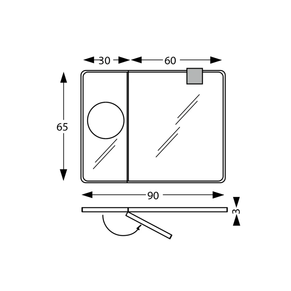 Specchio Rettangolare in Legno e Specchio Ingranditore Made in Italy - Curie Viadurini