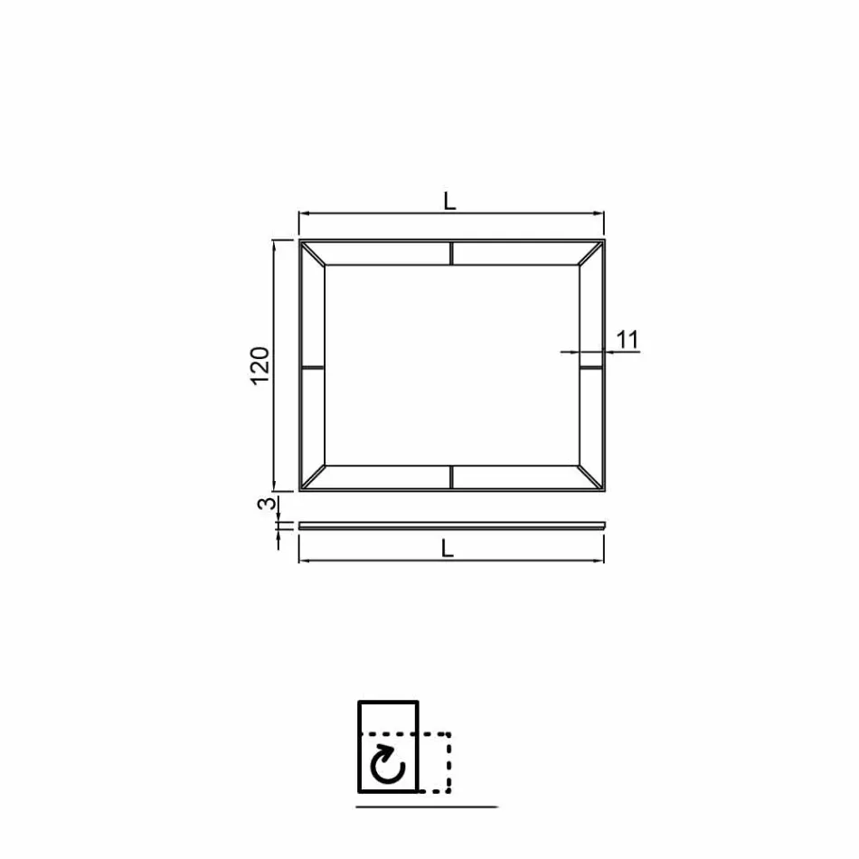 Specchio rilegato con bordo molato moderno, H120 x L120cm, Dedalo   Viadurini