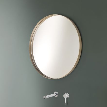 Specchio Rotondo a Parete con Cornice Bronzo, Nero, Platino o Rame - Renga Viadurini