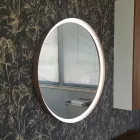 Specchio Rotondo a Parete con Cornice in Metallo Vari Colori e Luce Led - Renga Viadurini