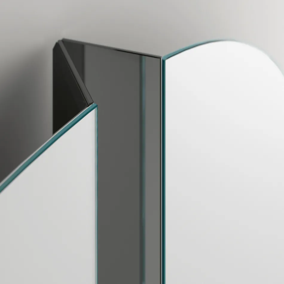 Specchio Rotondo da Parete con Taglio Centrale a V che Separa i Pannelli - Spirit Viadurini