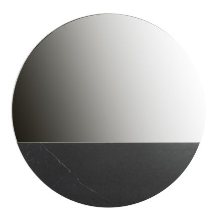 Specchio Rotondo da Parete in Mdf e Vetro con Inserto in Marmo - Rudy Viadurini