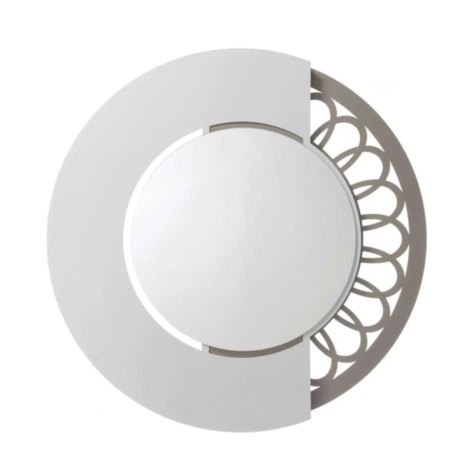 Specchio Rotondo in Ferro con Decoro al Lato Made in Italy - Lucchetto Viadurini