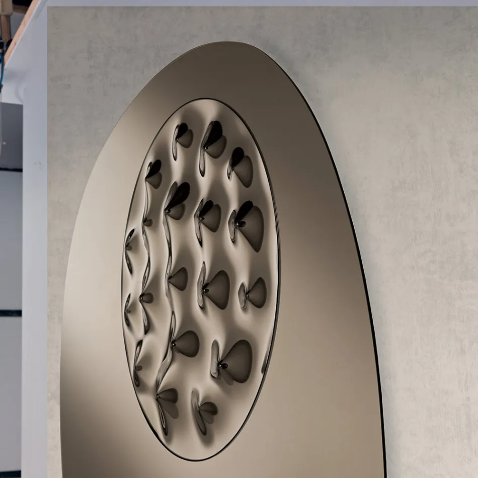 Specchio Sagomato Con Inserto in Vetro Mosso Made in Italy - Adalberta Viadurini