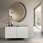 Specchio Sagomato Con Semi Cornice in Vetro Fuso Made in Italy - Abigaille Viadurini