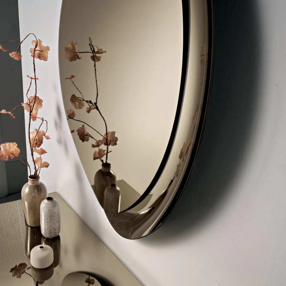 Specchio Sagomato Con Semi Cornice in Vetro Fuso Made in Italy - Abigaille Viadurini