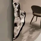 Specchio Sagomato Rettangolare Con Inserto in Vetro Mosso Made in Italy - Adelasia Viadurini