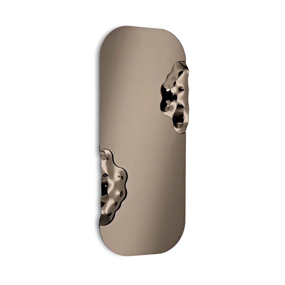 Specchio Sagomato Rettangolare Con Inserto in Vetro Mosso Made in Italy - Adelasia Viadurini