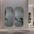 Specchio Sagomato Rettangolare Con Inserto in Vetro Mosso Made in Italy - Adelasia Viadurini