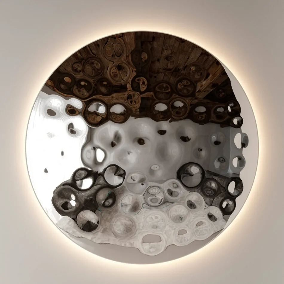 Specchio Tondo da Parete in Vetro Martellato di Design Made in Italy - Clea Viadurini