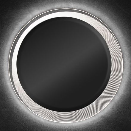 Specchio Tondo Luminoso in Cristallo Acrilico con Decori Lineari - Carotte Viadurini