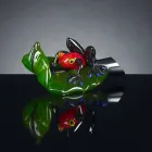 Statuina Decorativa a Forma di Rana su Foglia in Vetro Made in Italy - Leaf Viadurini