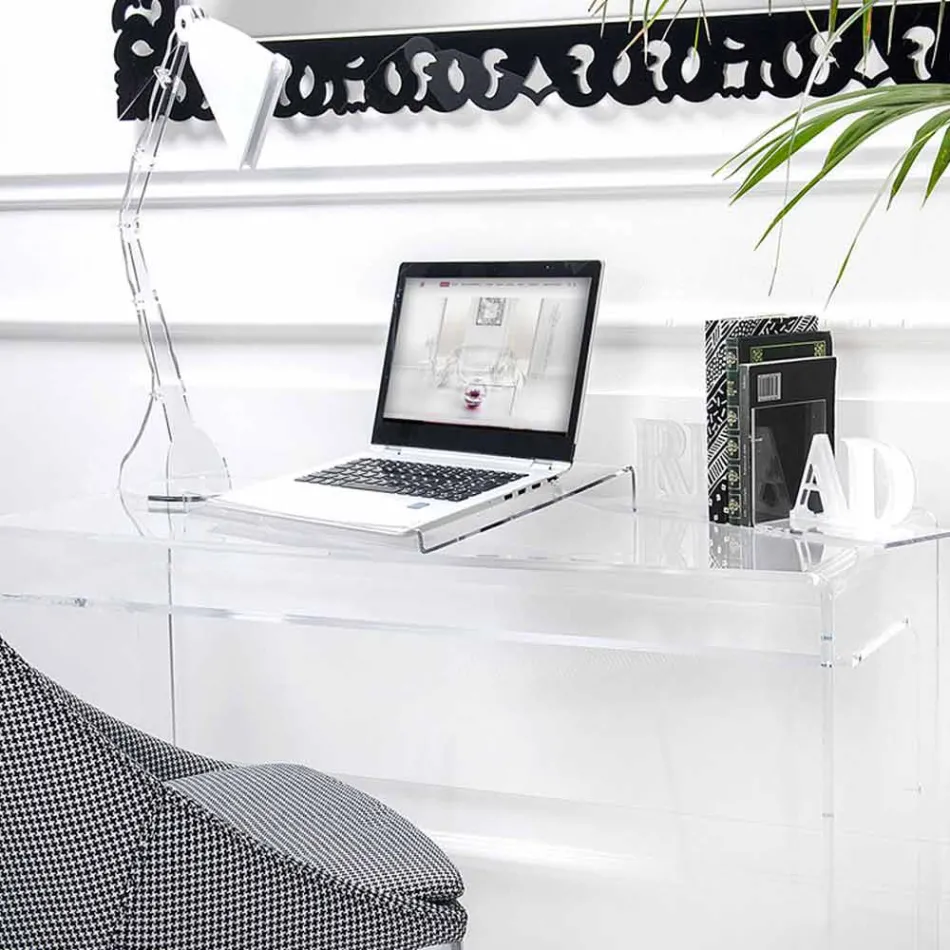 Supporto per Laptop in Plexiglass Trasparente o Fumè Design 2 Pezzi - Nerdino Viadurini
