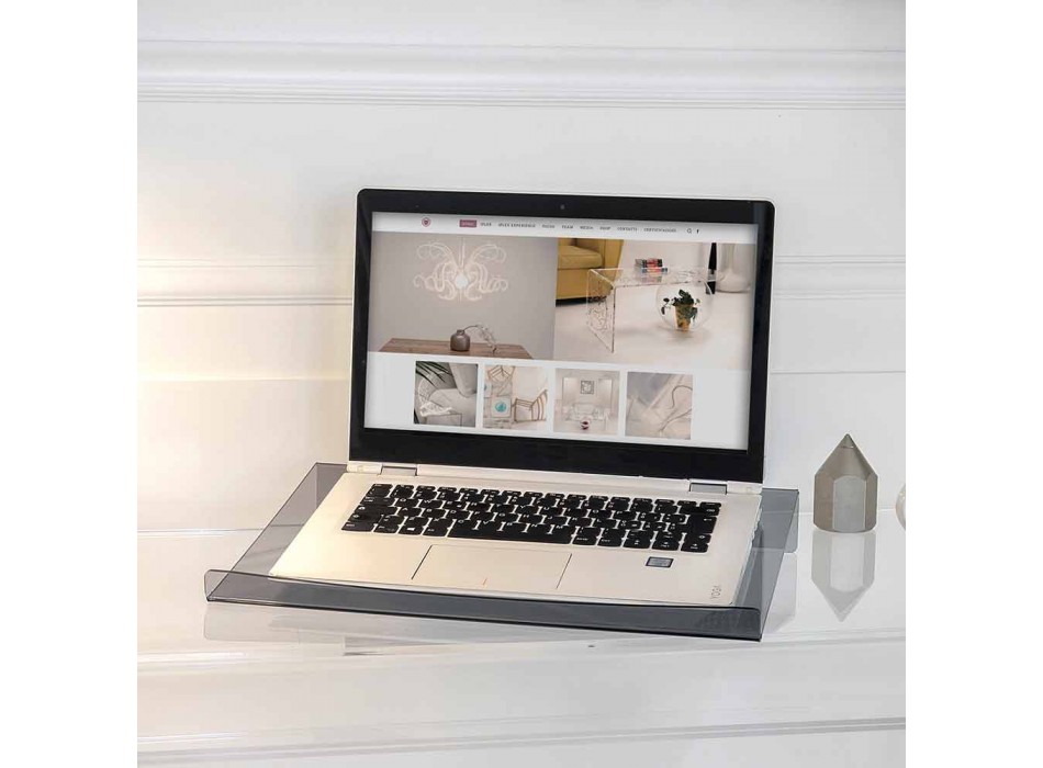 Supporto per Laptop in Plexiglass Trasparente o Fumè Design 2 Pezzi - Nerdino Viadurini