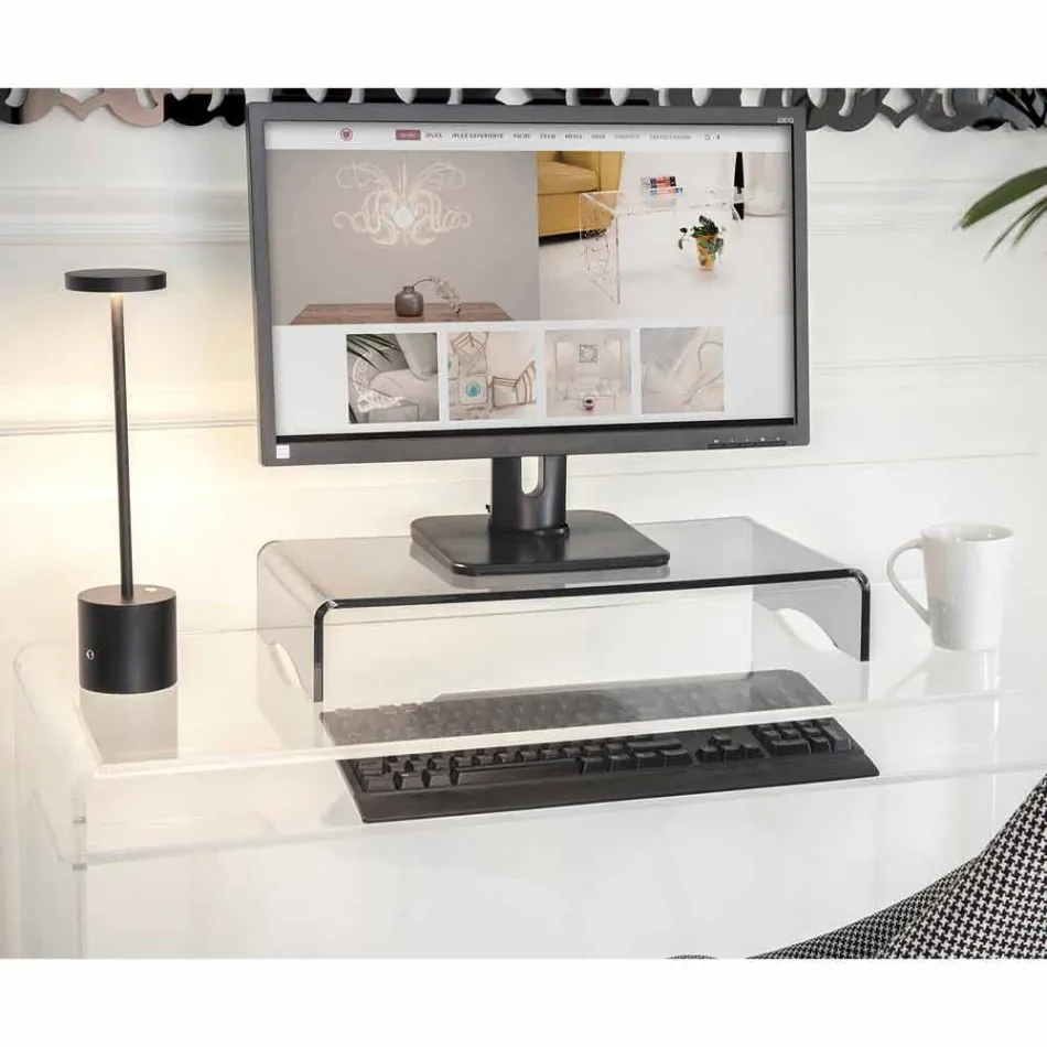 Supporto per Monitor in Plexiglass Trasparente o Fumè Design Italiano - Nerd Viadurini