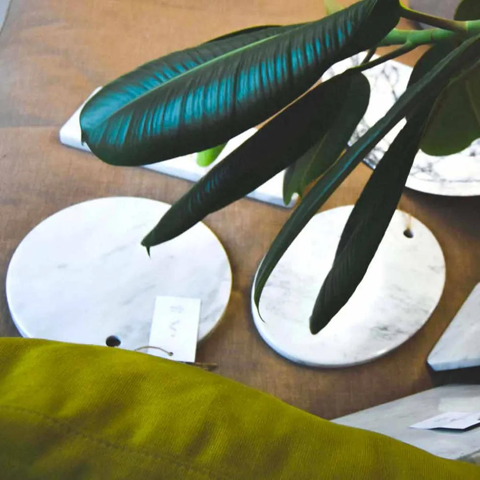 Tagliere in Marmo Bianco di Carrara di Design Rotondo Made in Italy - Masha Viadurini
