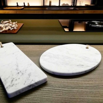 Tagliere in Marmo Bianco di Carrara di Design Rotondo Made in Italy - Masha