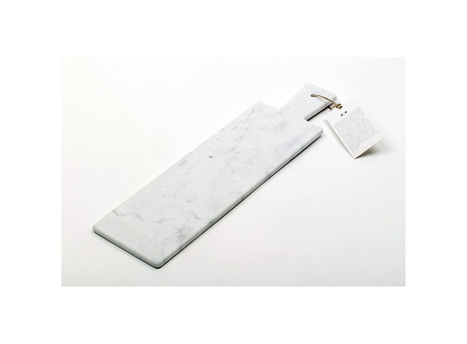 Tagliere Moderno in Marmo Bianco di Carrara Made in Italy - Biblon Viadurini