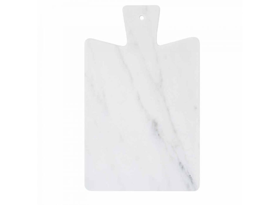 Tagliere Moderno in Marmo Bianco di Carrara Made in Italy - Biblon Viadurini