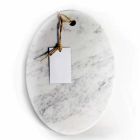 Tagliere Moderno Ovale in Marmo Bianco di Carrara Made in Italy - Masha Viadurini