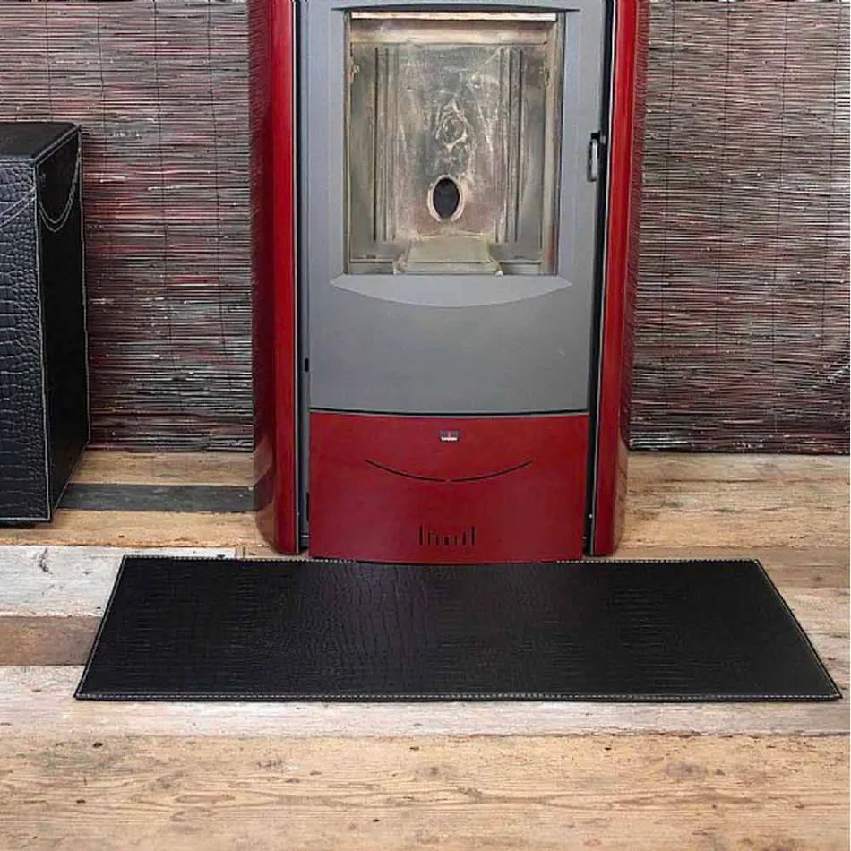 Tappetino in Cuoio per Caminetto/Stufa Diva Made in Italy Viadurini