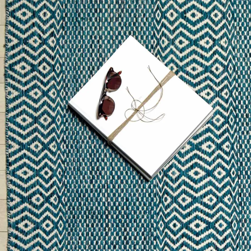 Tappeto da Salotto Design Moderno in Lana e Cotone Fatto a Mano - Minera Viadurini