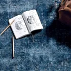 Tappeto da Salotto in Cotone, Viscosa e Lana Prodotto su Telaio Manuale - Melita Viadurini