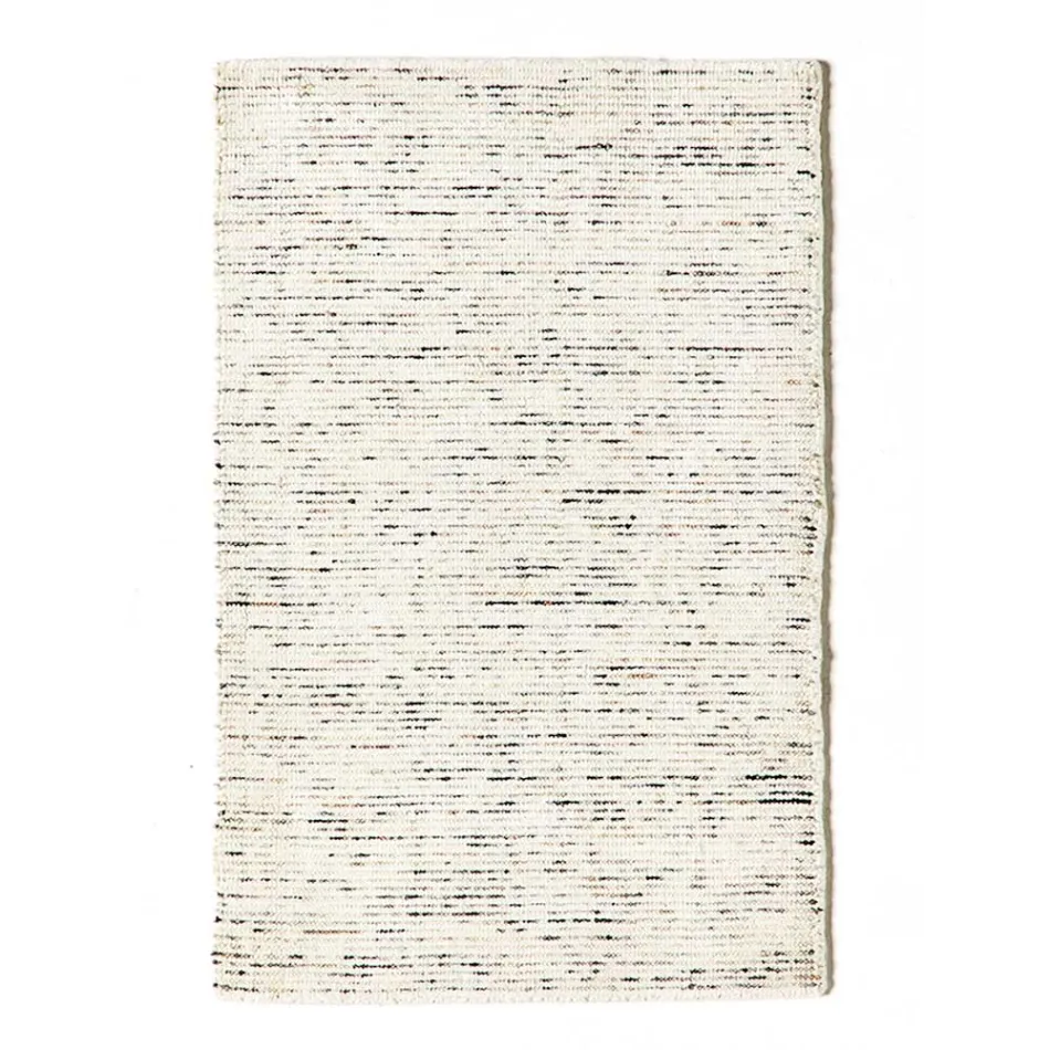 Tappeto da Salotto in Cotone, Viscosa e Lana Prodotto su Telaio Manuale - Melita Viadurini