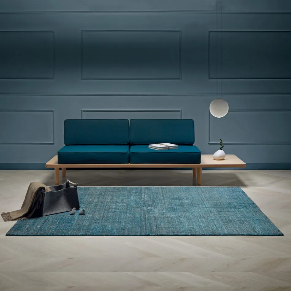 Tappeto da Salotto Prodotto su Telaio Manuale in Viscosa Lana e Cotone - Cristel Viadurini