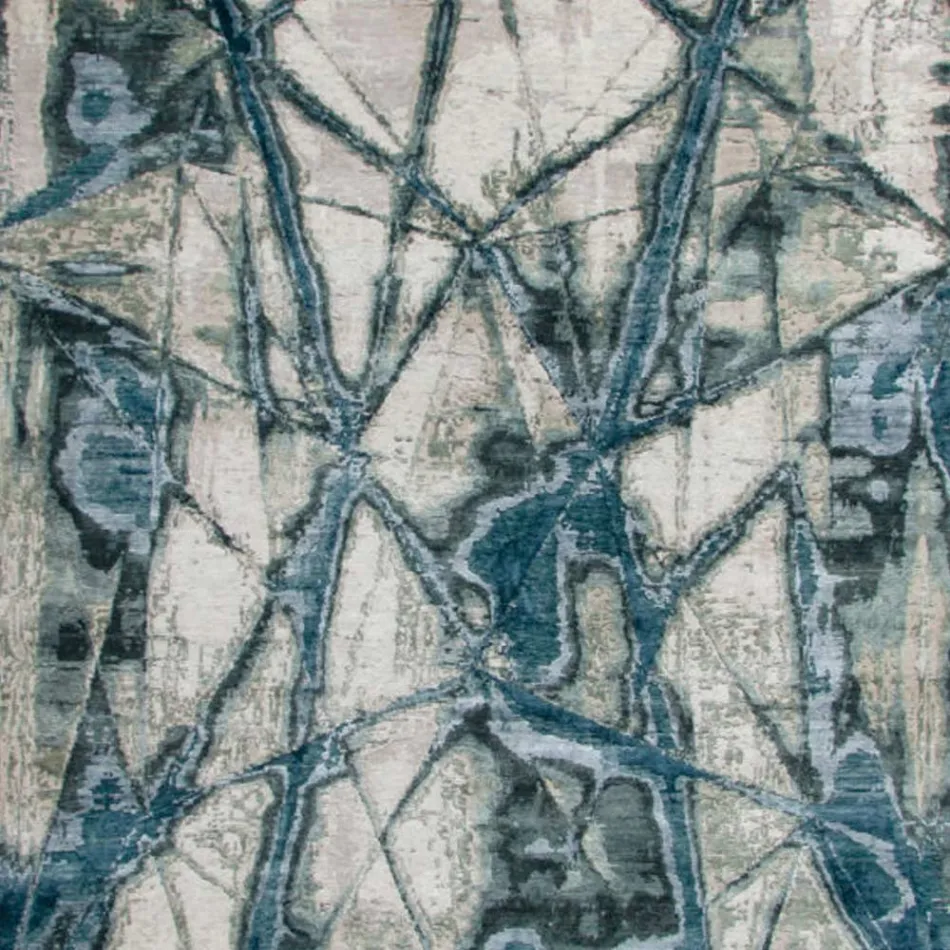 Tappeto di Design Moderno da Salotto a Fantasia in Seta di Bambù e Lana - Laptos Viadurini