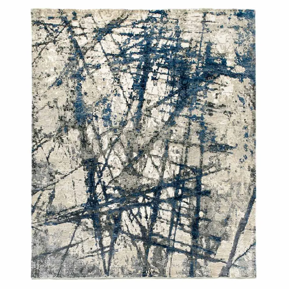 Tappeto di Design Moderno da Salotto a Fantasia in Seta di Bambù e Lana - Laptos Viadurini