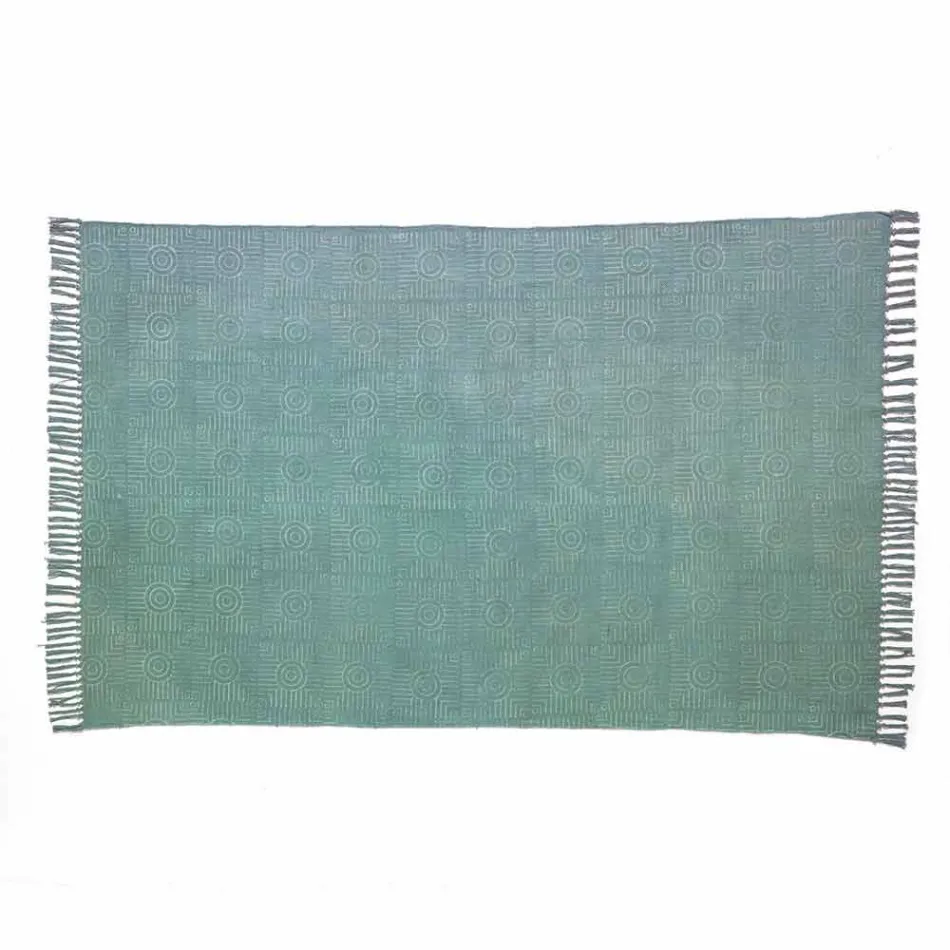 Tappeto Etnico Colorato Rettangolare in Tessuto con Nappe – Fibraù Viadurini