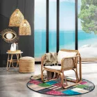 Tappeto Etnico Rotondo in Tessuto Cotone Colorato – Fibra Viadurini