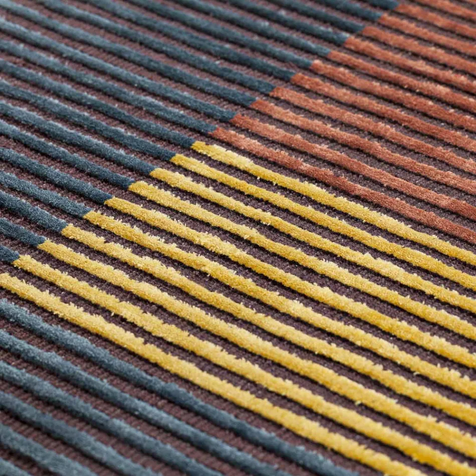 Tappeto Fatto a Mano Componibile Colorato in Viscosa Tessuto in India - Gilberto Viadurini