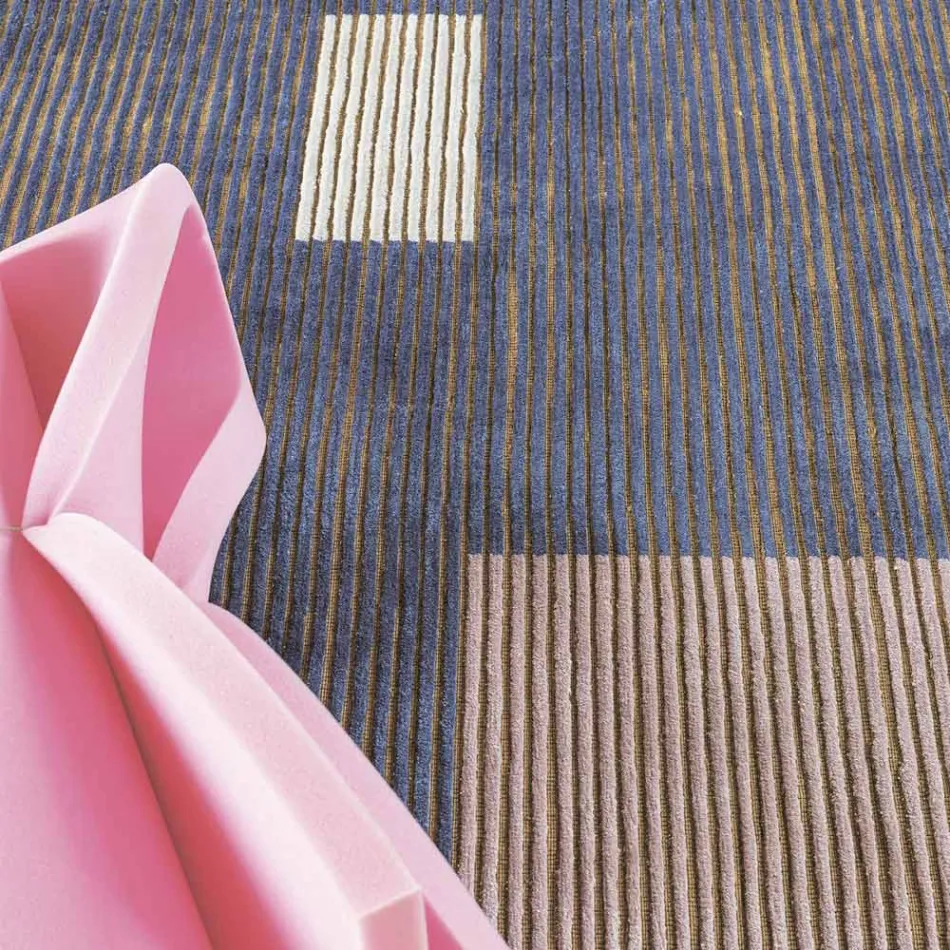 Tappeto Fatto a Mano Componibile Colorato in Viscosa Tessuto in India - Gilberto Viadurini