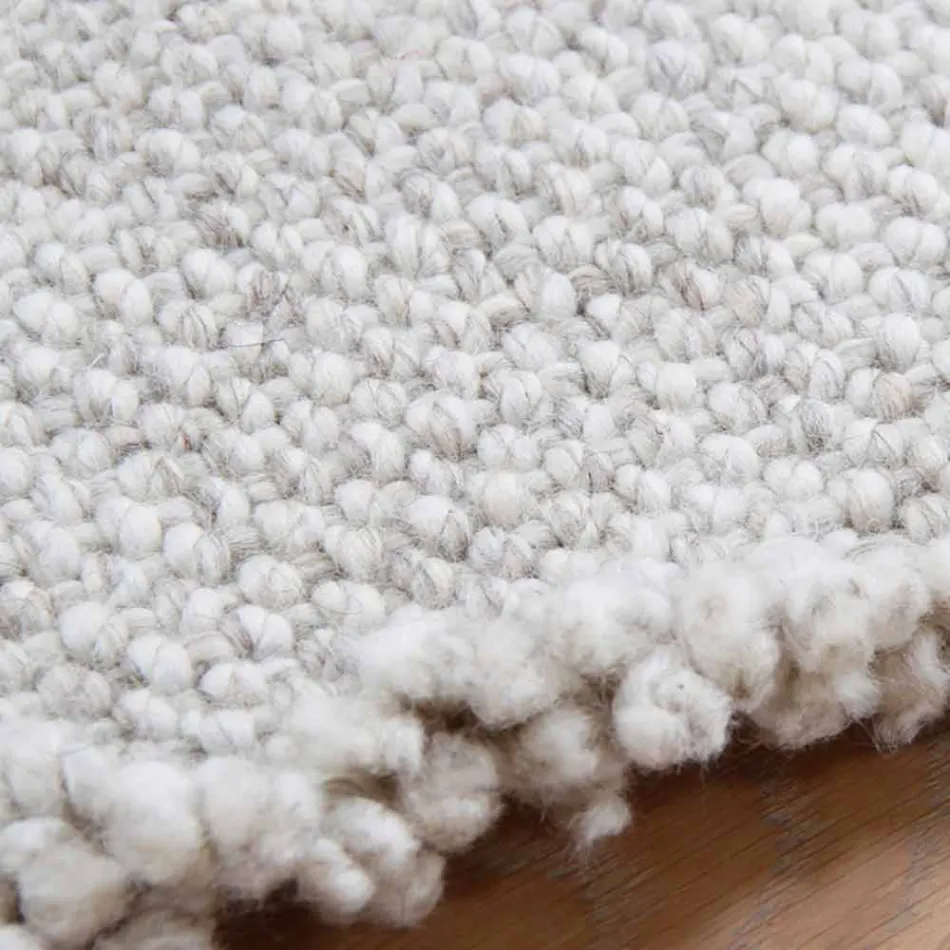 Tappeto Frangiato in Lana di Design Grande e Moderno Nero o Crema - Jacqueline Viadurini