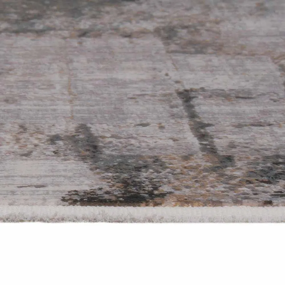 Tappeto Grigio Beige Antiscivolo in Viscosa e Acrilico con Disegno - President Viadurini