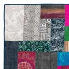 Tappeto Rettangolare in Cotone Kilim Blu con Patchwork Colorato - Fibra Viadurini