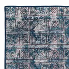 Tappeto Rettangolare in Cotone Kilim Blu con Patchwork Colorato - Fibra Viadurini