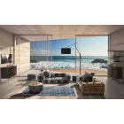 Tappeto Rettangolare in Cotone Kilim Blu con Patchwork Colorato - Fibra Viadurini