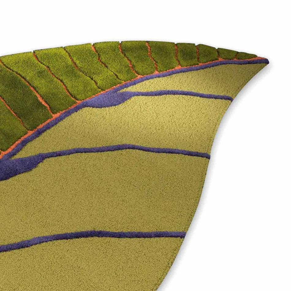 Tappeto Salotto a Forma di Foglia in Lana Taftato a Mano Made in Italy - Acino Viadurini