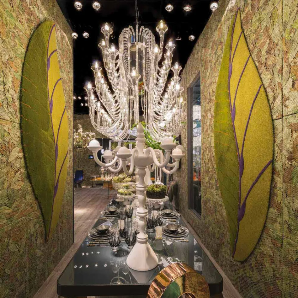 Tappeto Salotto a Forma di Foglia in Lana Taftato a Mano Made in Italy - Acino Viadurini