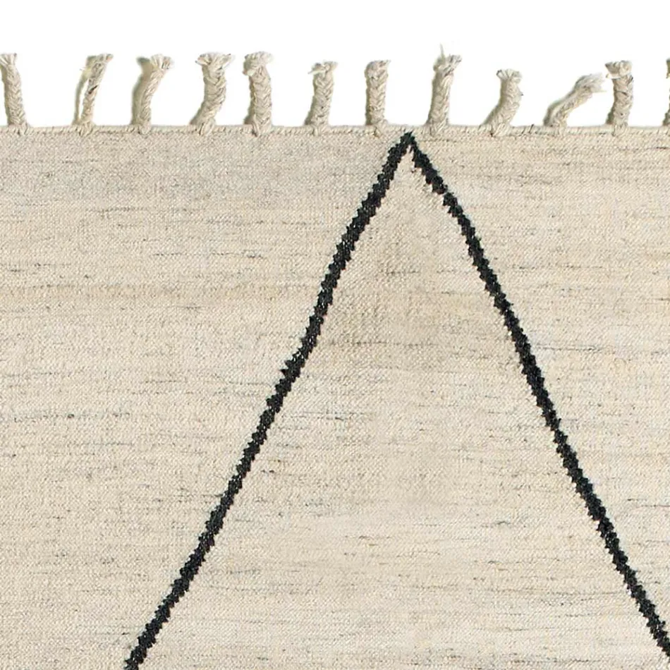 Tappeto Salotto in Lana e Cotone con Design Geometrico Moderno - Metria Viadurini