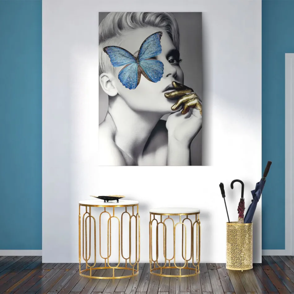 Tavolini da Caffè in Ferro Dorato e Resina Effetto Marmo 2 Pezzi - Pietro Viadurini