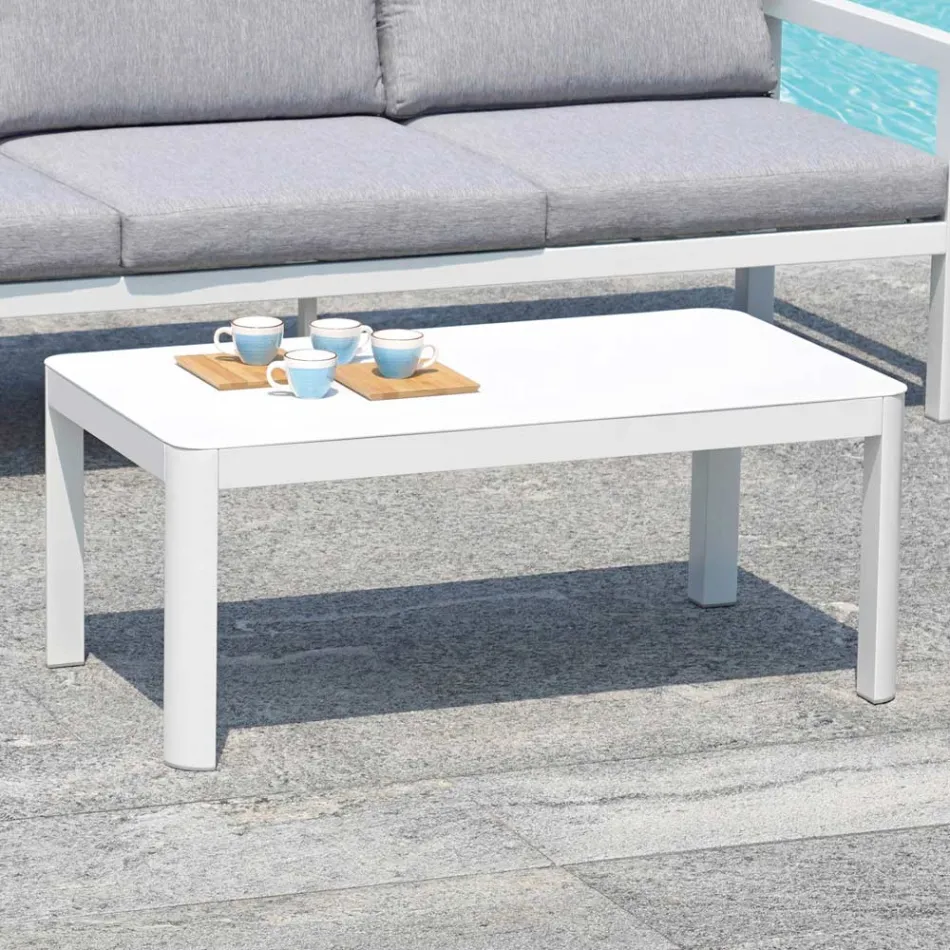 Tavolino 100x55 cm da Giardino in Alluminio di Diverse Finiture - Topolino Viadurini
