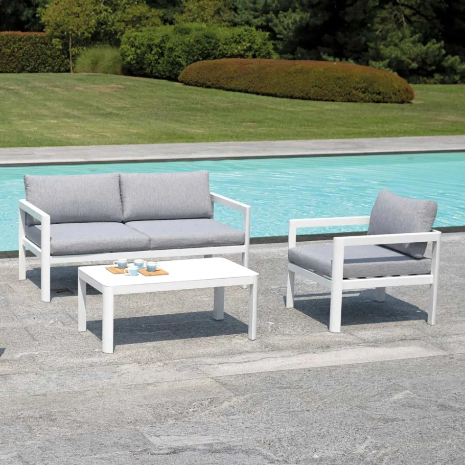 Tavolino 100x55 cm da Giardino in Alluminio di Diverse Finiture - Topolino Viadurini