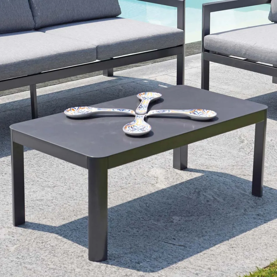 Tavolino 100x55 cm da Giardino in Alluminio di Diverse Finiture - Topolino Viadurini