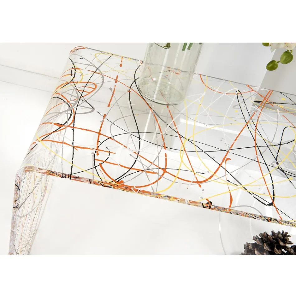 Tavolino a ponte moderno in plexiglass realizzato in Italia, Bolly Viadurini