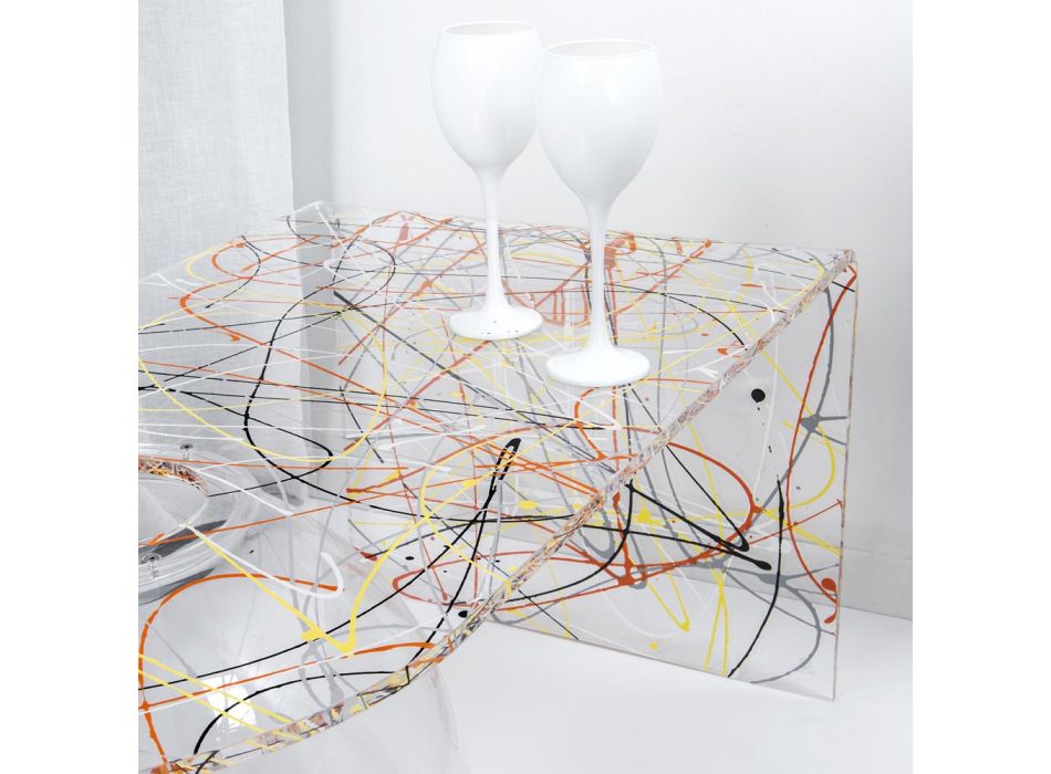 Tavolino a ponte moderno in plexiglass realizzato in Italia, Bolly Viadurini