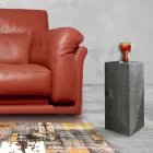 Tavolino Alto in Pietra Fossile Finitura Grigia - Florida Viadurini